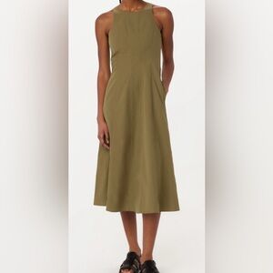 Frank and Oak Green/Brown Midi Sleeveless Dress - Large